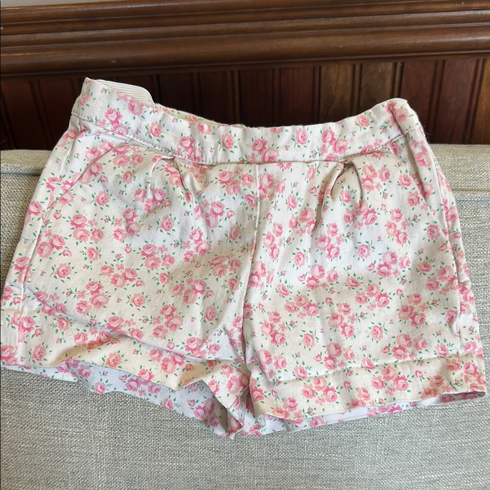 Janie and Jack Pink Cream Floral Shorts